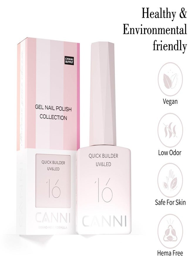 CANNI Quick Builder Nail Gel For Nails Set – 6 Colors 9ML Clear White Pink, Soak Off UV LED Nail Extensions & Strengthening, Self-Leveling Builder Gel for DIY Manicure & Salon Use Women - Image 5